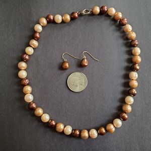 Elegant Freshwater Pearl Necklace and Earring Set